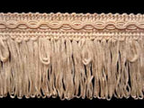 FT767 5cm Antique Cream Looped Fringe on a Decorated Braid - Ribbonmoon