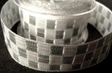 R7102 39mm Metallic Silver Lurex Mirror Check Ribbon by Berisfords