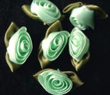 RB417 Mint Green Satin Ribbon Rose Bud Bow