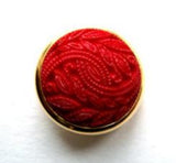 B17839 17mm Deep Red Textured Shank Button, Gilded Gold Poly Rim - Ribbonmoon