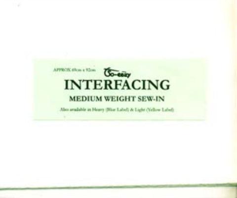 Interfacing White Medium Weight Sew In 69cm x 92cm