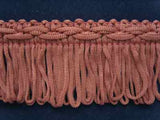 FT249 42mm Dusky Pink Looped Fringe on a Decorated Braid - Ribbonmoon