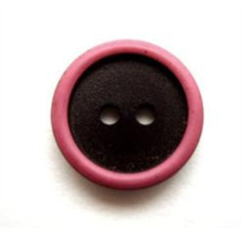 B11395 16mm Black and Hot Pink Soft Sheen 2 Hole Button - Ribbonmoon