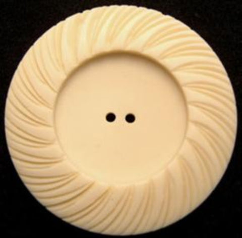 B7720 44mm Cream Bone Sheen 2 Hole Button with a Textured Rim - Ribbonmoon