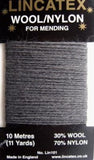 DARN10 Dark Grey Darning Mending Yarn 10 Metre Card. 30% Wool, 70% Nylon. - Ribbonmoon