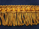 FT248 29mm Dark and Burnt Gold Looped Fringe on a Decorated Braid