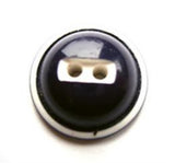 B17655 19mm Navy and White Glossy Heavily Domed 2 Hole Button - Ribbonmoon