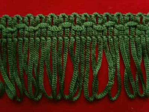 FT1868 35mm Hunter Green Looped Fringe on a Decorated Braid - Ribbonmoon