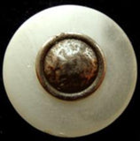 B7742 22mm Matt White Button with a Metal Centre and Shank - Ribbonmoon