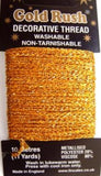 GLITHREAD10 Dark Gold Decorative Glitter Thread, Washable,10 Metre Card - Ribbonmoon