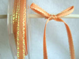 R6093 7mm Deep Apricot Double Faced Satin Ribbon, Metallic Edge - Ribbonmoon