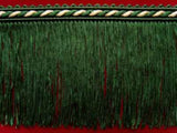 FT1819 75mm English Forest Green and Cream Cut Fringe on a Corded Braid - Ribbonmoon