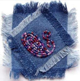 M146 8x8cm Denim-Swan Bead Deacorated Sew on Patch-Motif