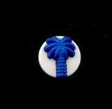 B13785 12mm Matt Royal Blue Palm Tree Design Novelty Shank Button - Ribbonmoon