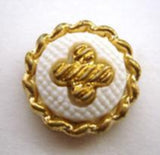B14789 20mm White and Gilded Gold Poly Shank Button - Ribbonmoon