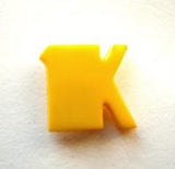 B7121 13mm Letter K Alphabet Shank Button Yellow