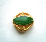 B17850 15mm Gilded Gold Poly and Racing Green Shank Button