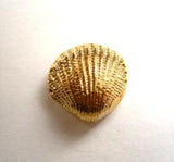 B12086 14mm Gold Gilded Poly Textured Shell Shaped Shank Button - Ribbonmoon