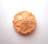 B15450 15mm Peach Textured Flower Design Shank Button - Ribbonmoon