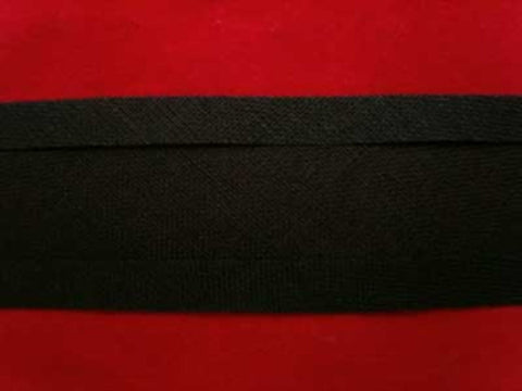BB042 25mm Black 100% Cotton Bias Binding Tape - Ribbonmoon