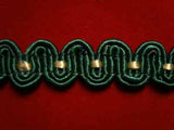 FT1210 13mm Forest Green Scroll Gimp Braid with a Honey Satin Weave