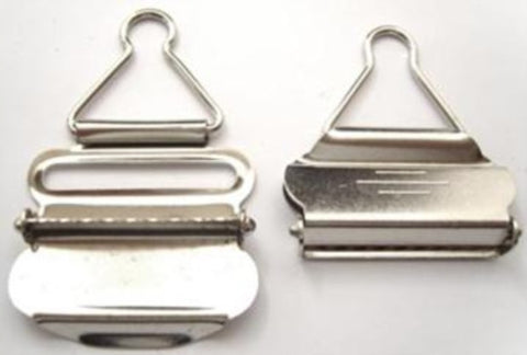 CLIP05 40mm Silver Bib or Brace Clip, Metal Fold Over. - Ribbonmoon