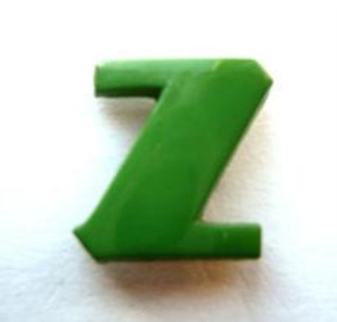 B7116 13mm Letter Z Alphabet Shank Button Green