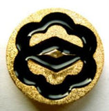 B12529 21mm Gilded Gold Poly Shank Button with a Glossy Black Design