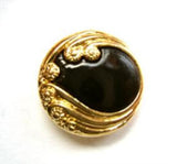 B12121 18mm Gilded Gold Poly with a Glossy Black Centre - Ribbonmoon