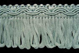 FT2058 33mm Dusky Sky Blue Looped Fringe on a Decorated Braid - Ribbonmoon