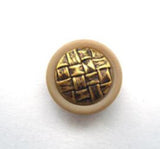 B14527 15mm Brass Metal Shank Button with an Ecru Rim - Ribbonmoon