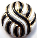 B15001 25mm Black, White and Gilded Gold Poly Shank Button - Ribbonmoon