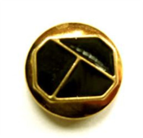 B9253 18mm Gold Plated Metal Button with Black Enamel - Ribbonmoon