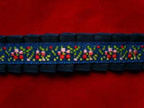 L034 14mm, Royal Blue Woven Jacquard over a Gathered Navy Taffeta - Ribbonmoon