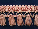 FT982 4cm Pale Azalea Pink Tassel Fringe on a Decorated Braid - Ribbonmoon