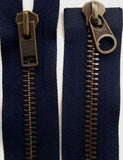 Z3179 60cm Rich Navy YKK Double Ended Zip, Brass Teeth No.10