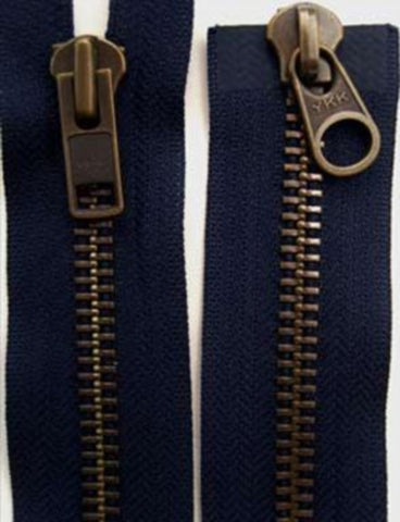 Z3179 60cm Rich Navy YKK Double Ended Zip, Brass Teeth No.10