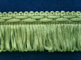 FT238 33mm Pale Khaki Green Looped Fringe on a Decorated Braid - Ribbonmoon
