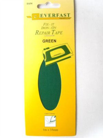 MENDIT20 35mm Green Iron On Mending Fabric, 1 metre Pack - Ribbonmoon