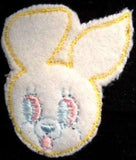 M036 47 x 55mm Bunny Rabbit Sew on Wooly Felt-Embroidered Motif