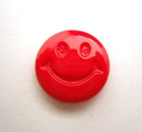 B15530 15mm Red High Gloss Smiley Face Design Novelty Shank Button