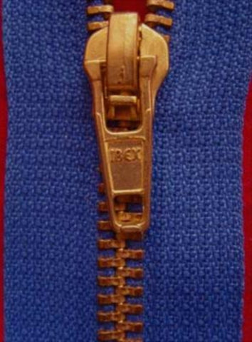 Z1613 61cm Dark Royal Blue Brass Teeth No.5 Open End Zip - Ribbonmoon