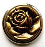 B9174 21mm Gilded Antique Gold, Silver Poly Rose Design Shank Button - Ribbonmoon