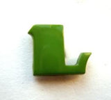 B7062 16mm Letter L Alphabet Shank Button Apple Green