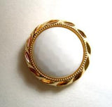 B12765 17mm White Honeycomb Shank Button, Gilded Gold Poly Rim - Ribbonmoon