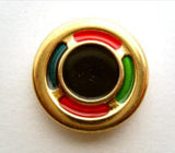 B9691 18mm Gold Metal Shank Button with Faux Enamel Green,Red and Black - Ribbonmoon