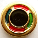 B9601 23mm Gold Metal Button with Faux Enamel Colours - Ribbonmoon
