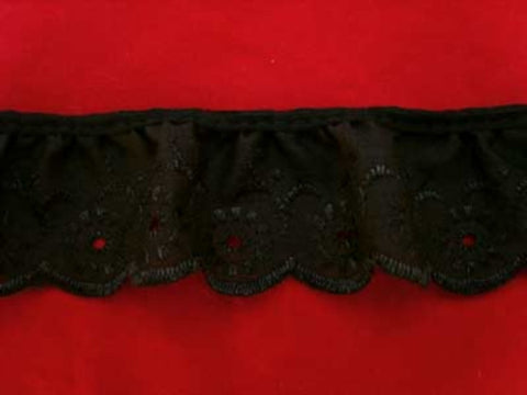 L356 47mm Black Frilled Anglaise Lace - Ribbonmoon