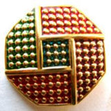 B7640  23mm Gilded Gold Poly Shank Button with Coloured Segments