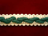 FT336 16mm Oyster Cream and English Forest Green Braid Trimming - Ribbonmoon